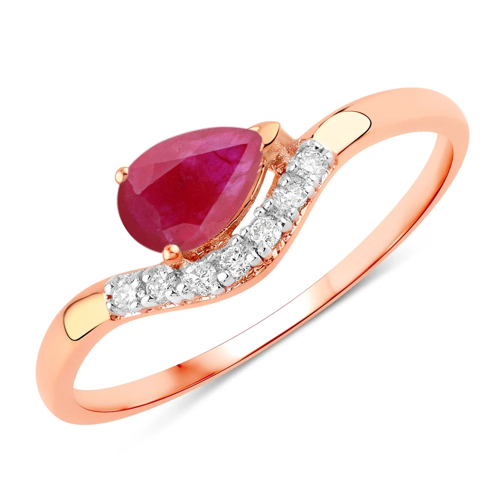 Wave Pear-Cut and Diamond Ring