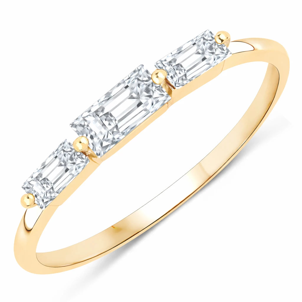 Baguette Cut Trinity Solitaire Ring