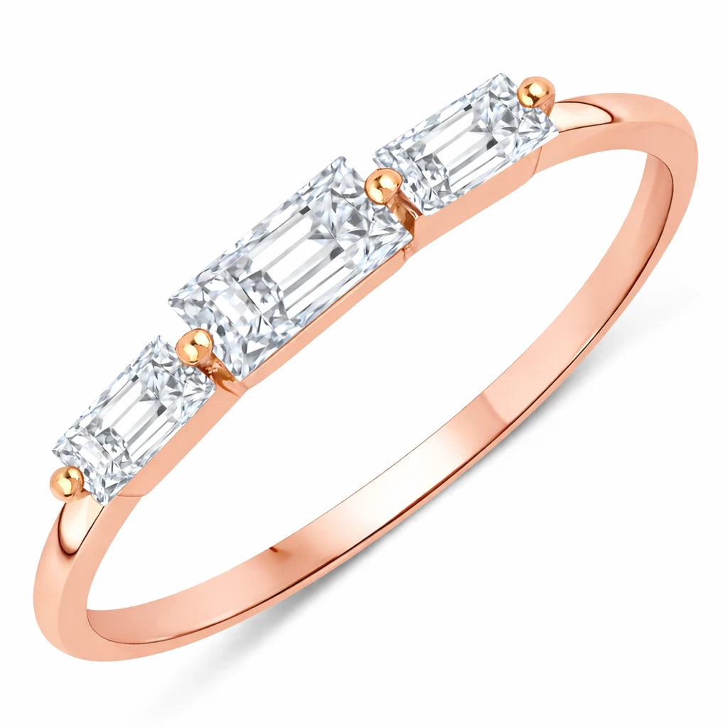 Baguette Cut Trinity Solitaire Ring