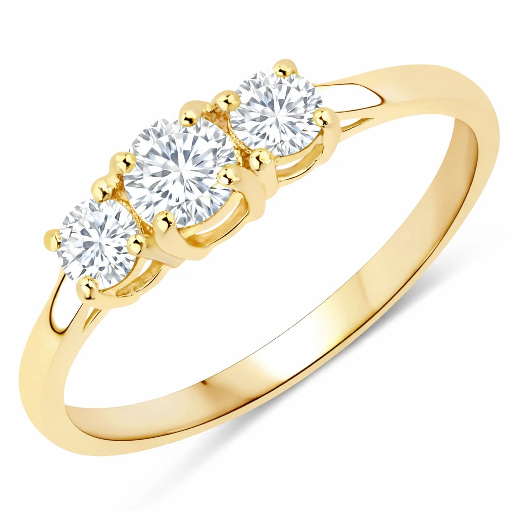 Three Stone Round Ring