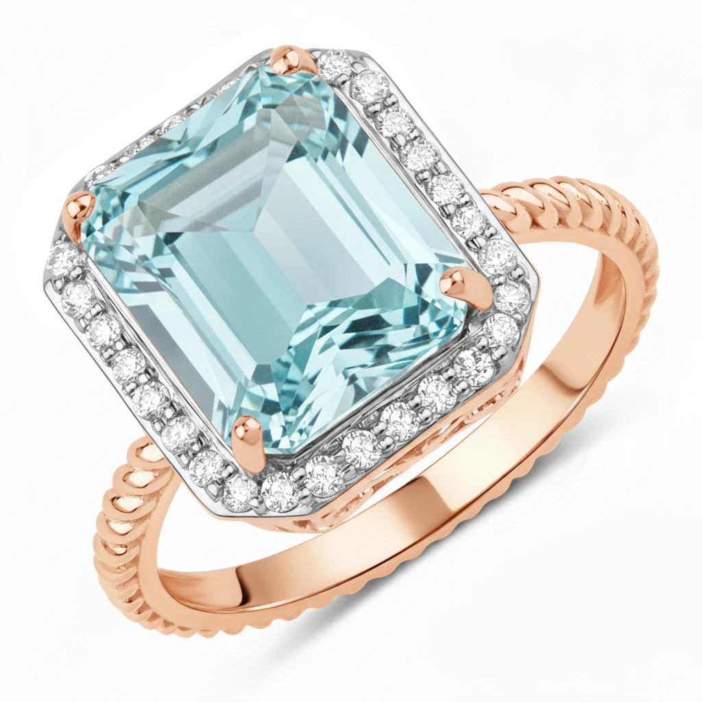 Emerald Cut Diamond Halo Ring