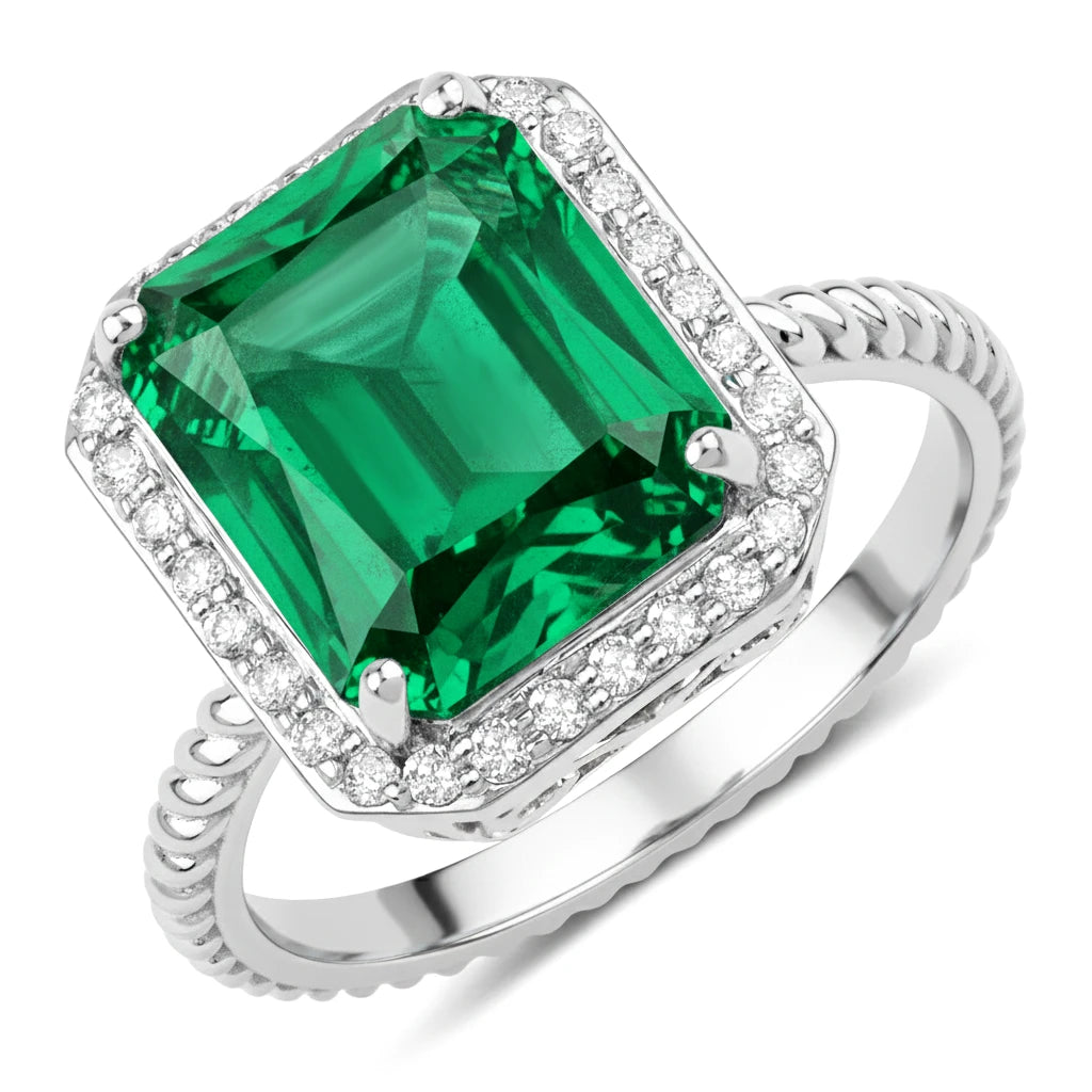 Emerald Cut Diamond Halo Ring