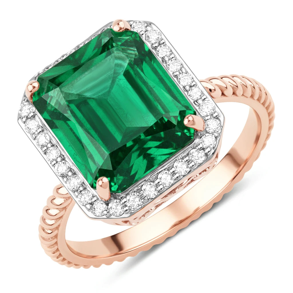 Emerald Cut Diamond Halo Ring