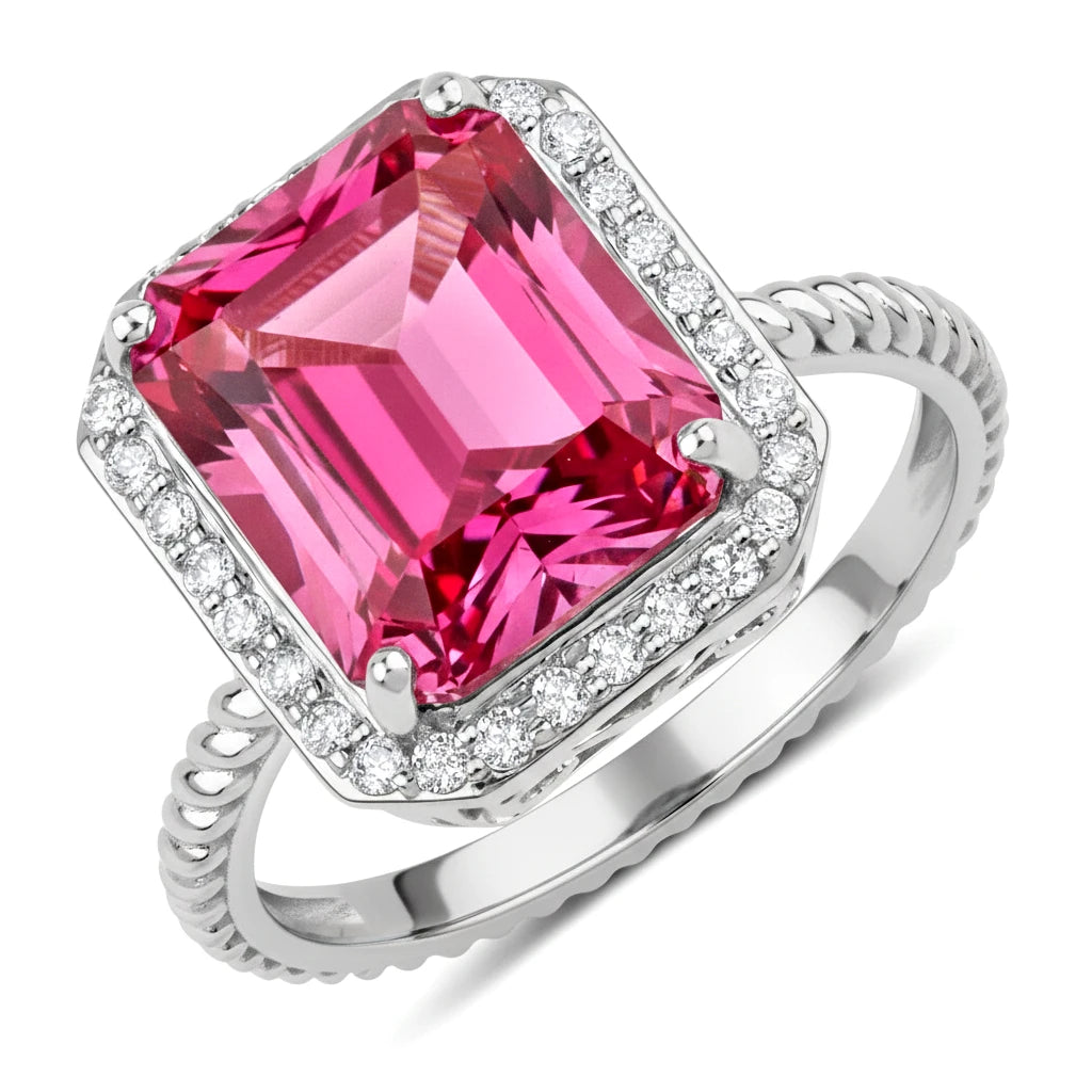 Emerald Cut Diamond Halo Ring