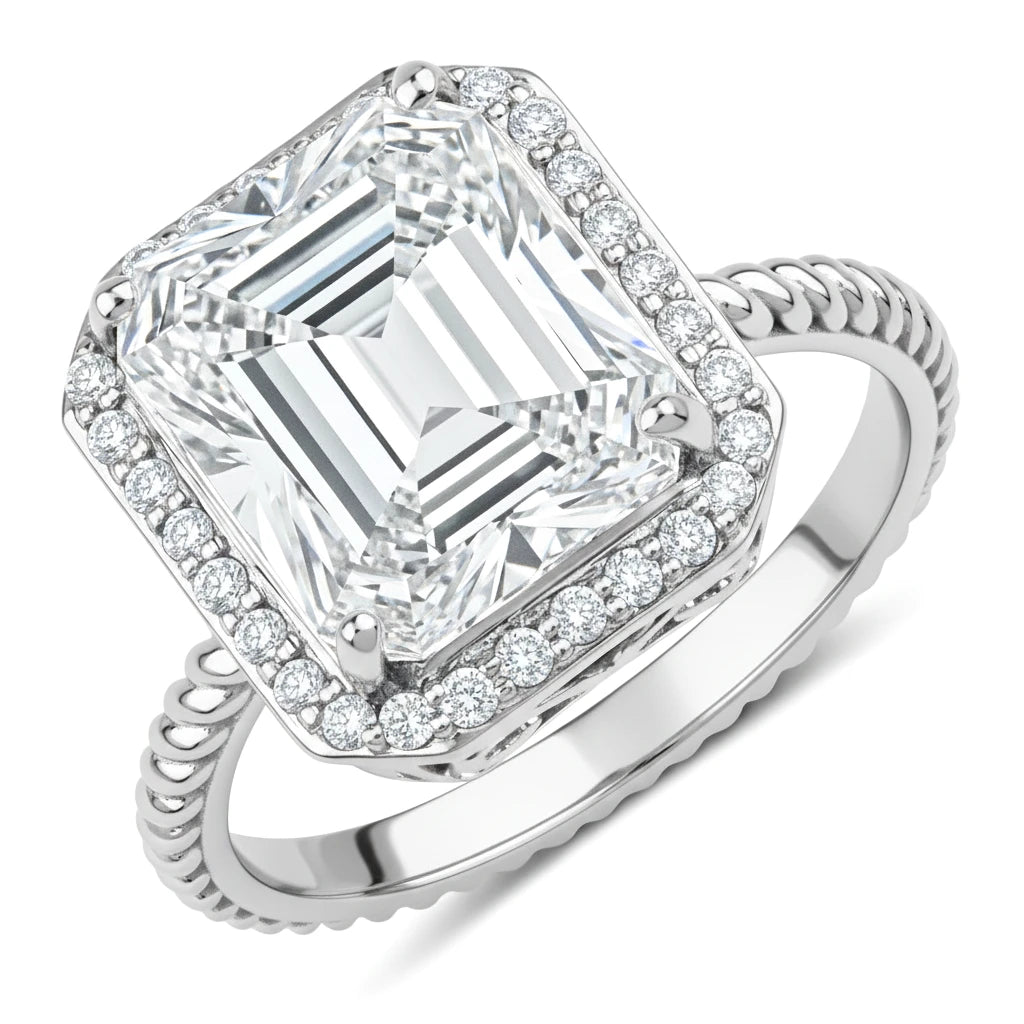 Emerald Cut Diamond Halo Ring