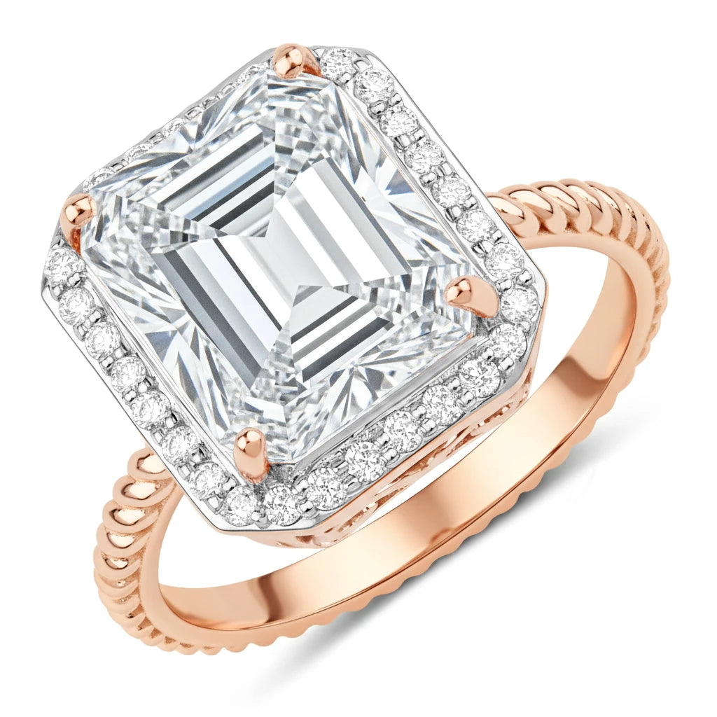 Emerald Cut Diamond Halo Ring