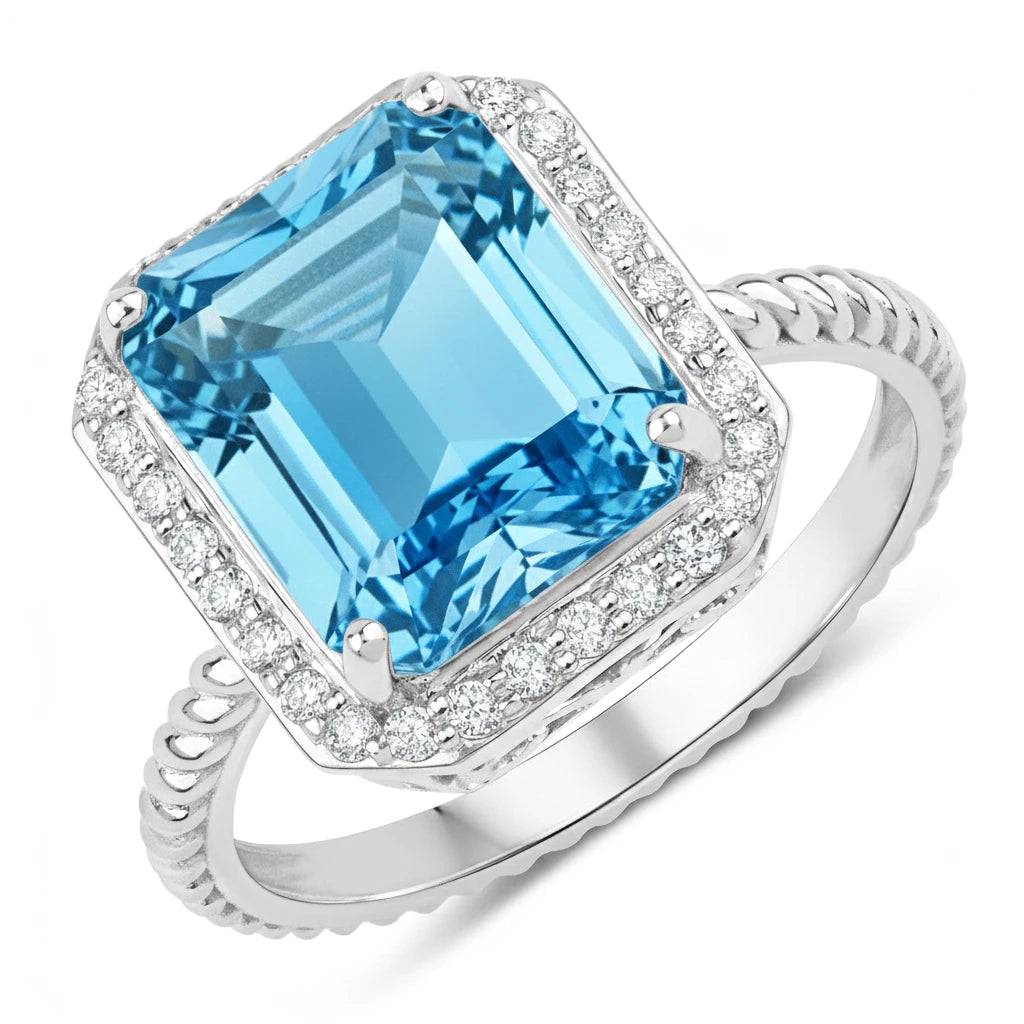 Emerald Cut Diamond Halo Ring