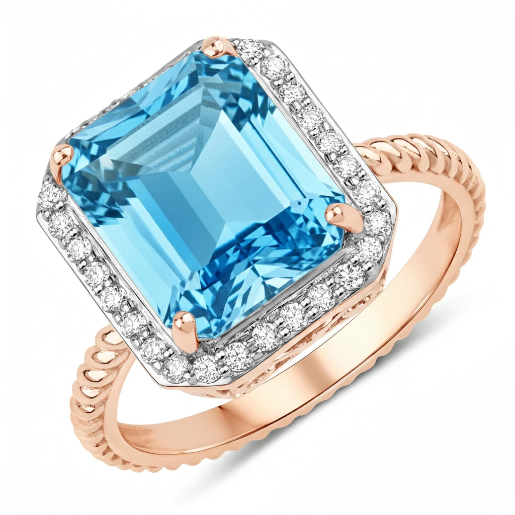 Emerald Cut Diamond Halo Ring