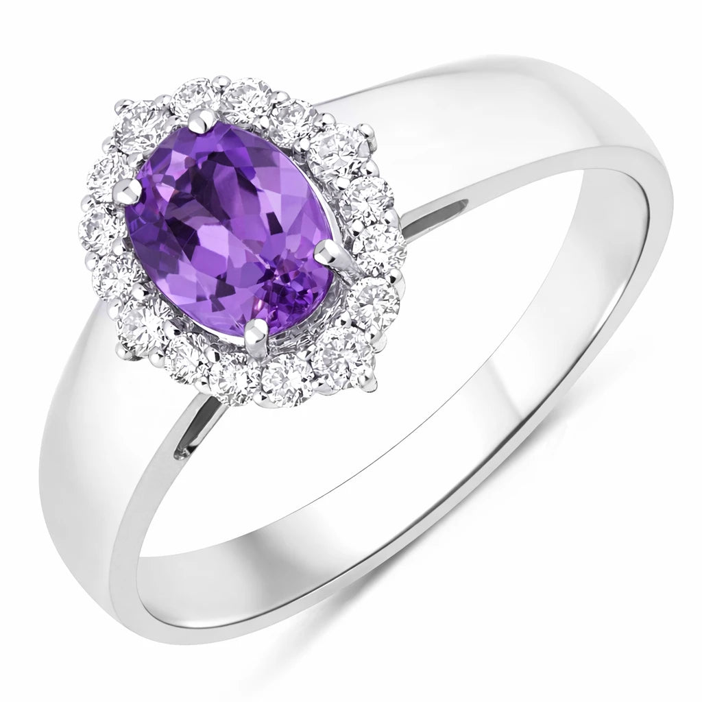 Vintage Style Oval Cut Diamond Accent Ring