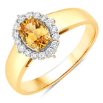 Vintage Style Oval Cut Diamond Accent Ring