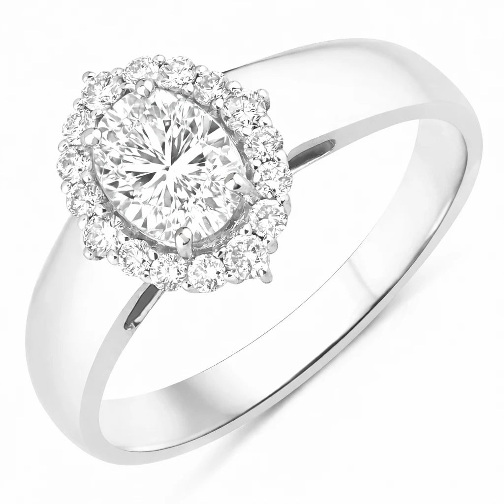 Vintage Style Oval Cut Diamond Accent Ring