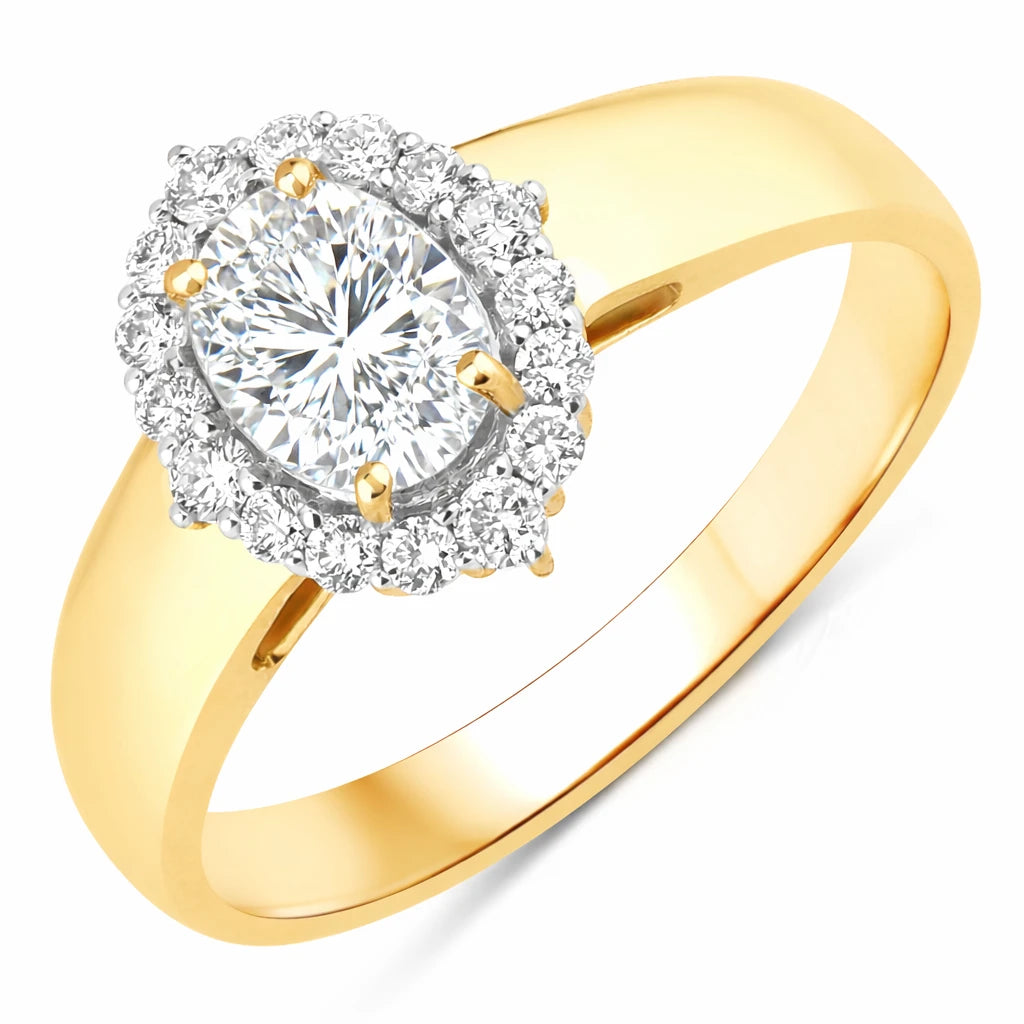 Vintage Style Oval Cut Diamond Accent Ring