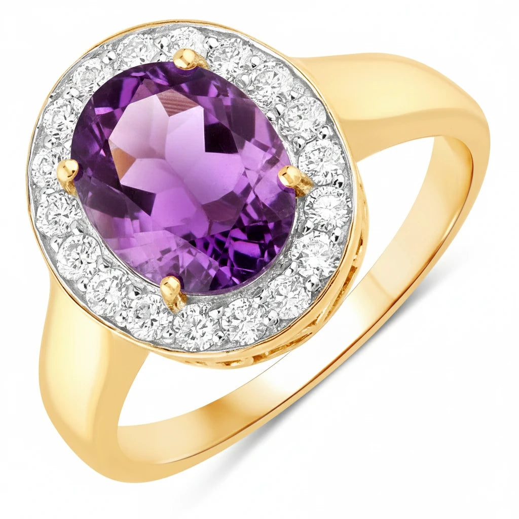 Framed Oval Cut Diamond Accent Ring