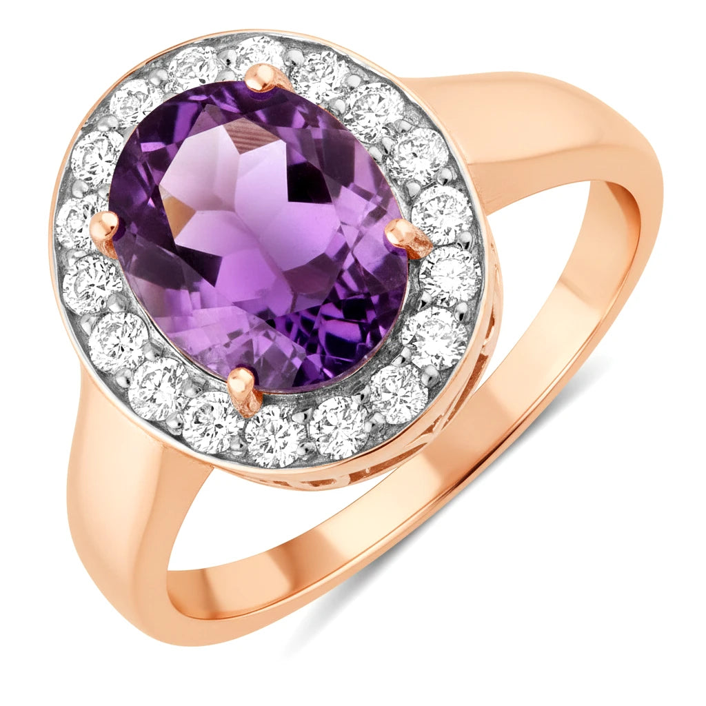Framed Oval Cut Diamond Accent Ring