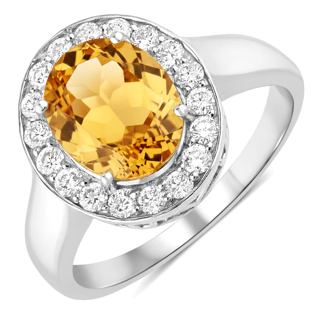 Framed Oval Cut Diamond Accent Ring