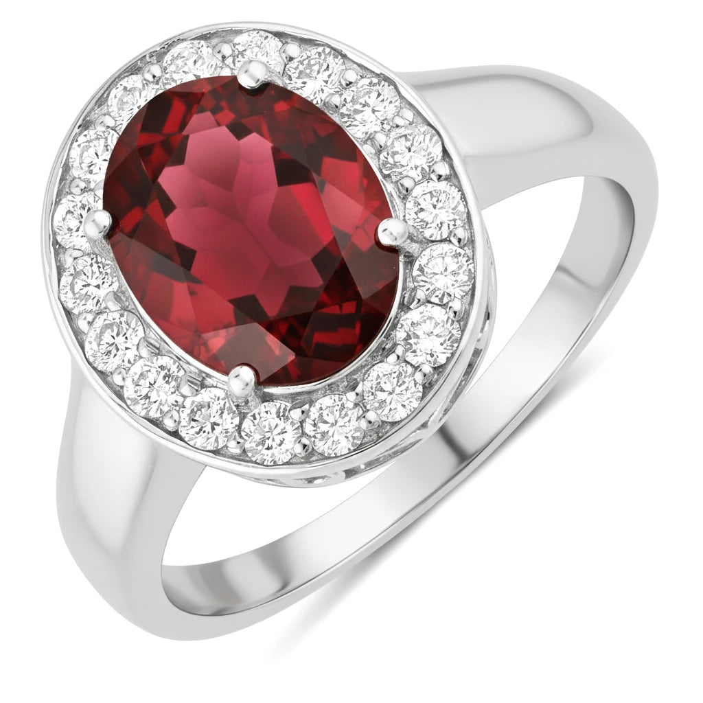 Framed Oval Cut Diamond Accent Ring
