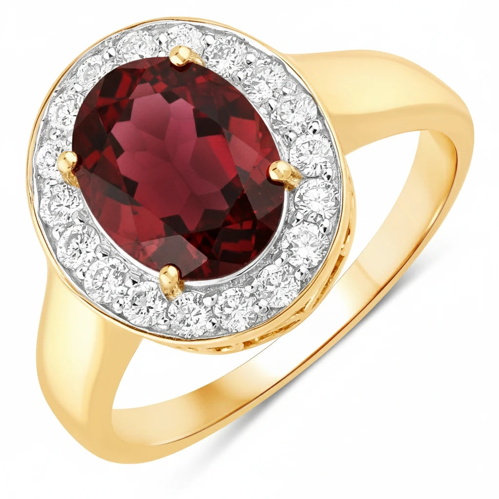 Framed Oval Cut Diamond Accent Ring