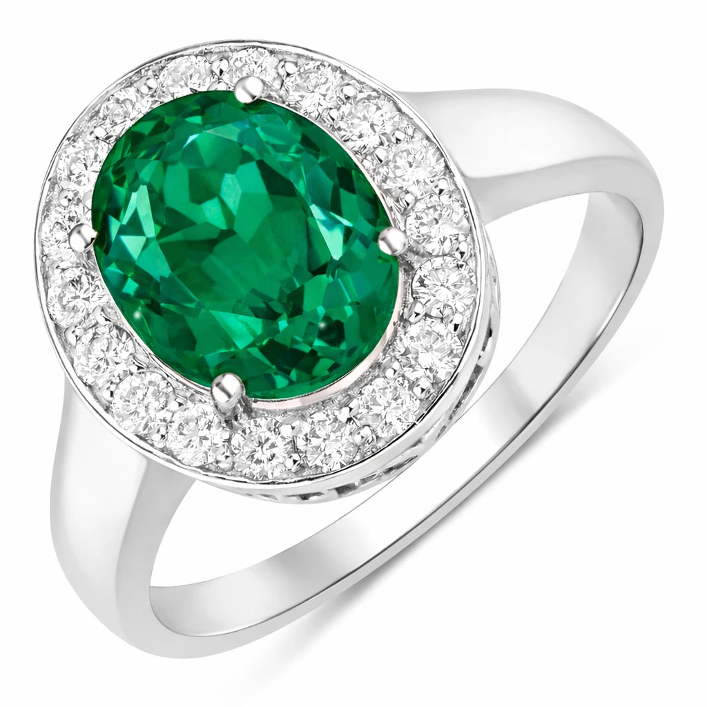 Framed Oval Cut Diamond Accent Ring