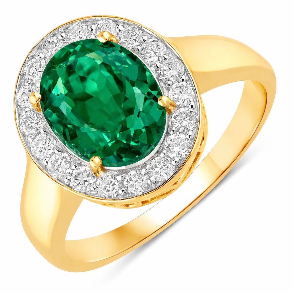 Framed Oval Cut Diamond Accent Ring