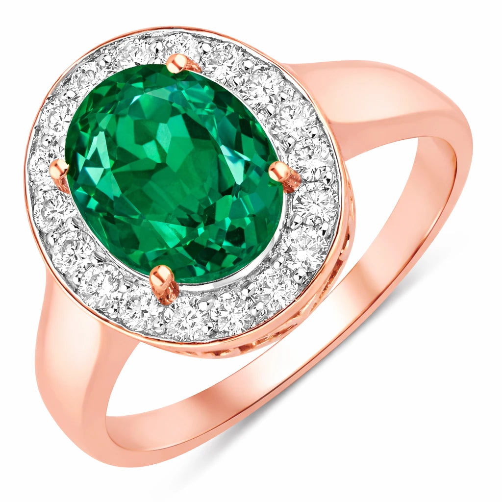 Framed Oval Cut Diamond Accent Ring