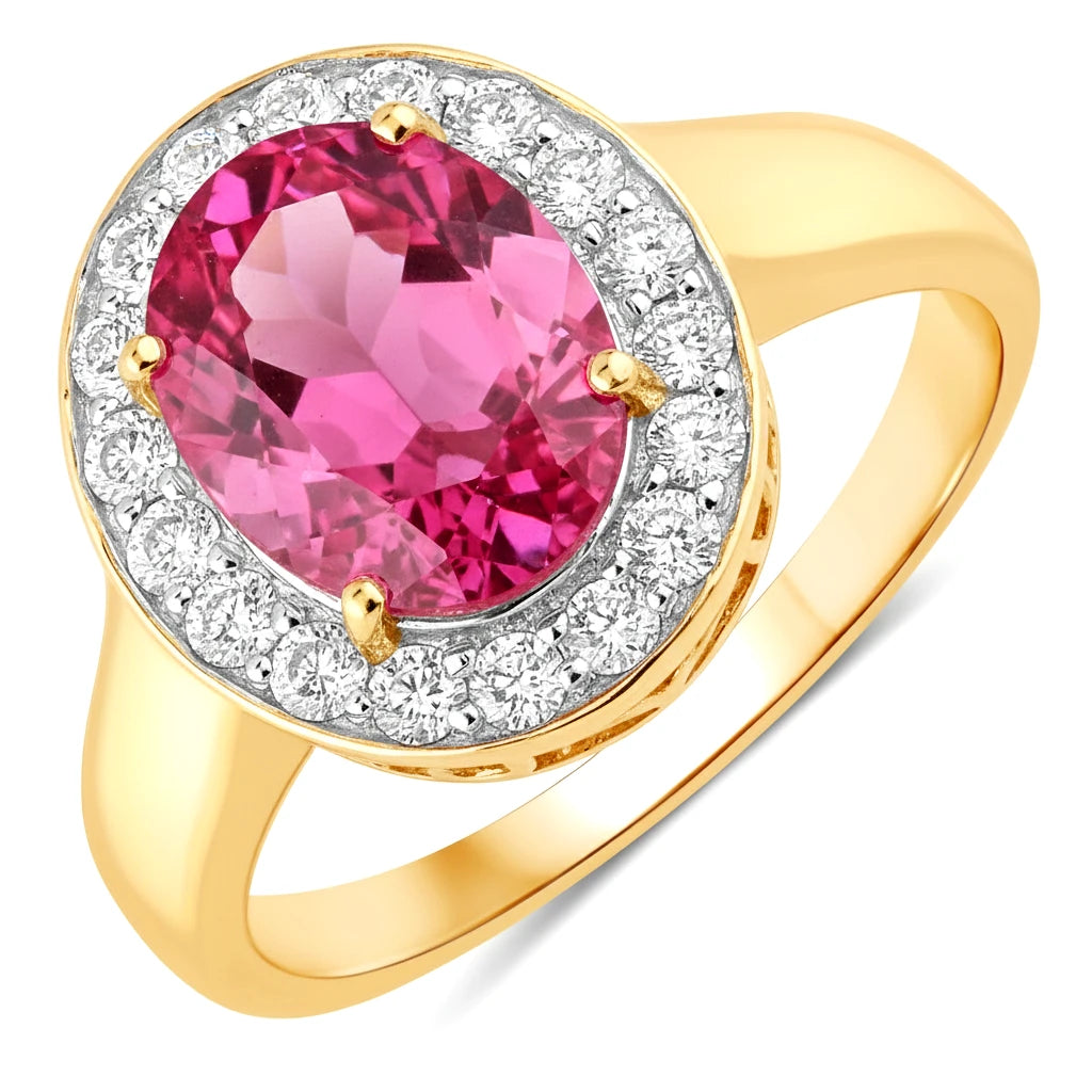 Framed Oval Cut Diamond Accent Ring