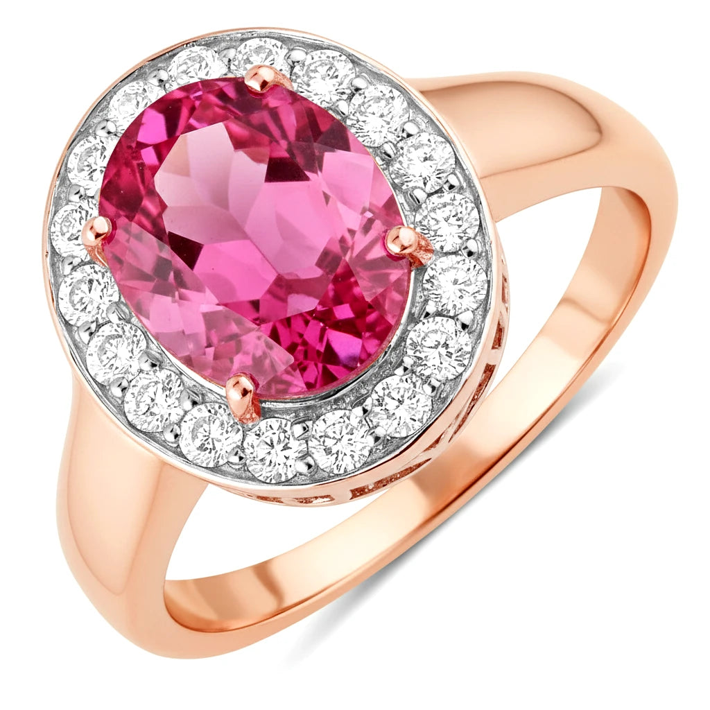 Framed Oval Cut Diamond Accent Ring
