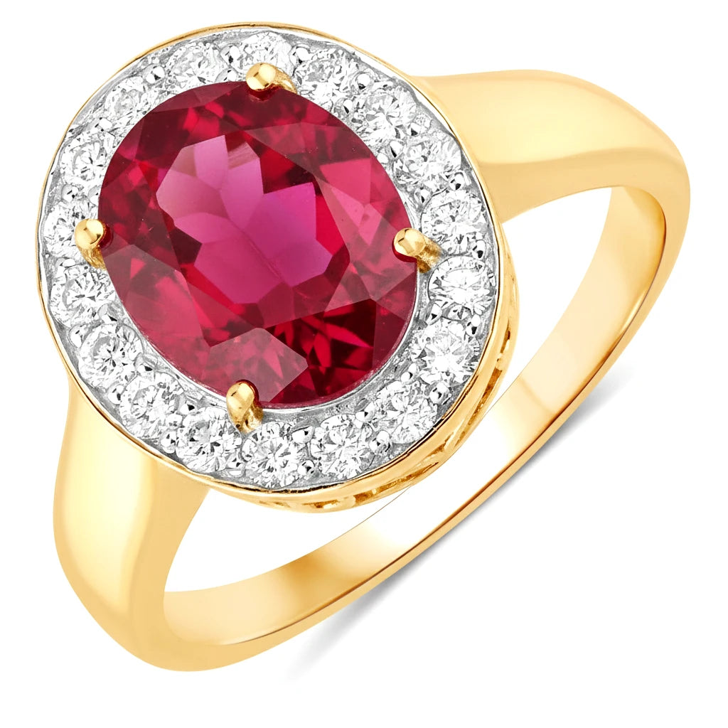 Framed Oval Cut Diamond Accent Ring