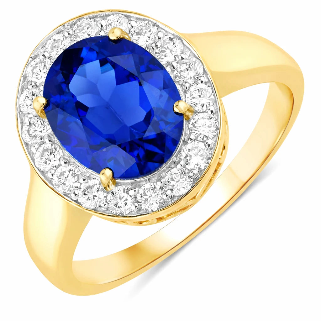 Framed Oval Cut Diamond Accent Ring