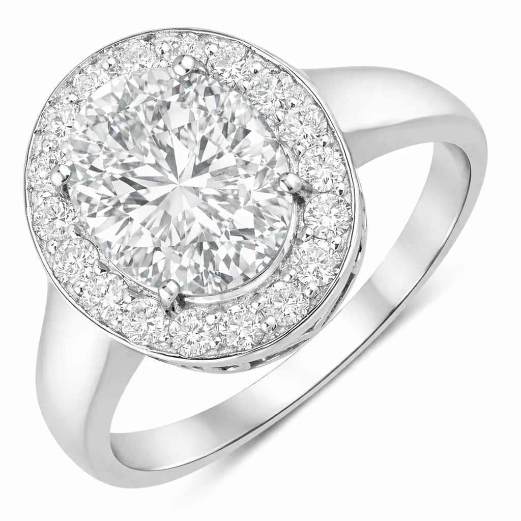 Framed Oval Cut Diamond Accent Ring