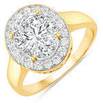 Framed Oval Cut Diamond Accent Ring