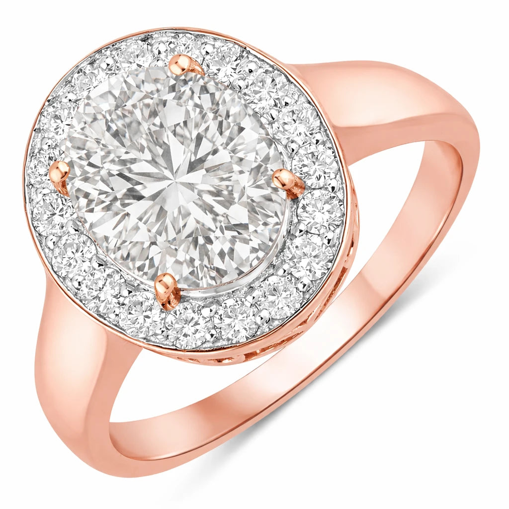Framed Oval Cut Diamond Accent Ring