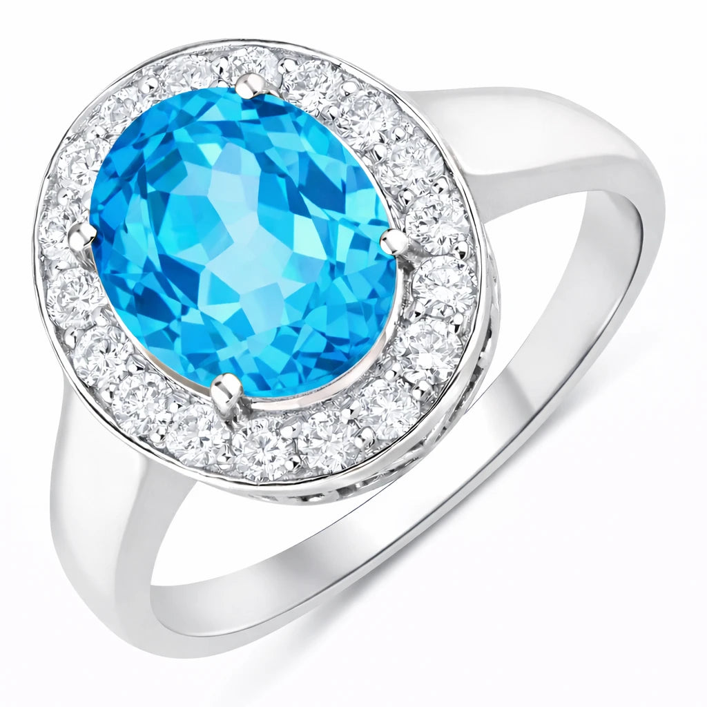 Framed Oval Cut Diamond Accent Ring