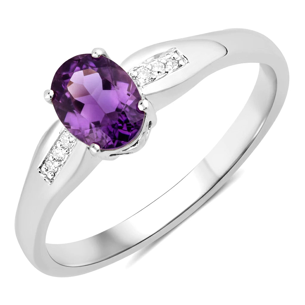 Dainty Oval Cut Diamond Accent Ring