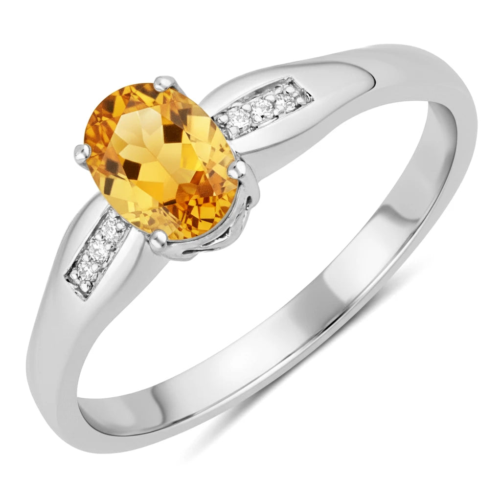 Dainty Oval Cut Diamond Accent Ring