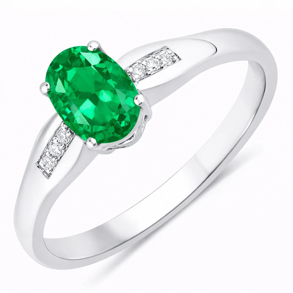 Dainty Oval Cut Diamond Accent Ring
