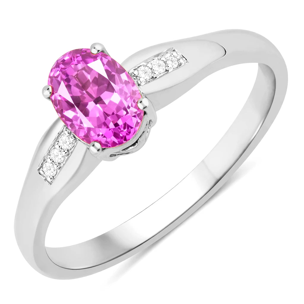 Dainty Oval Cut Diamond Accent Ring
