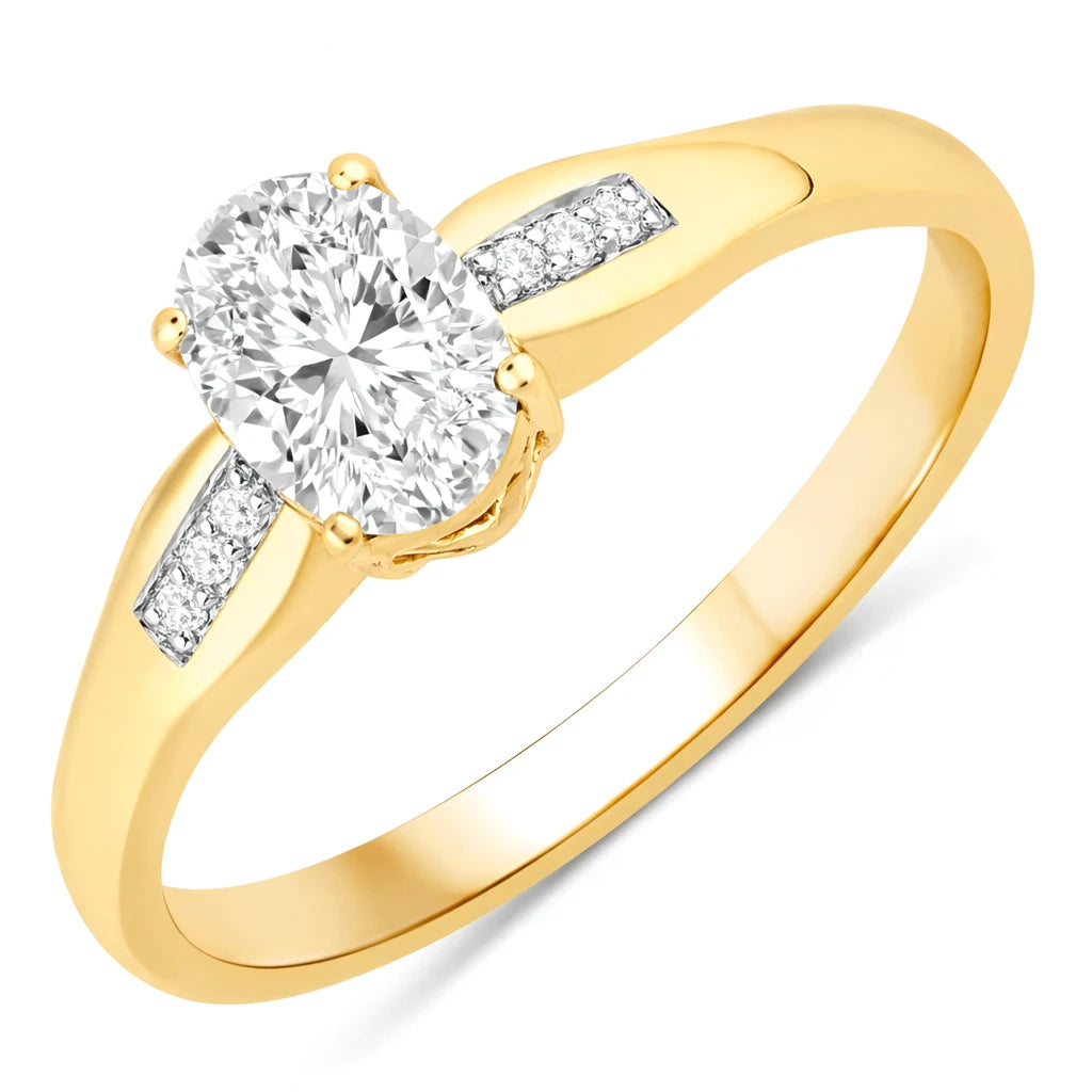 Dainty Oval Cut Diamond Accent Ring