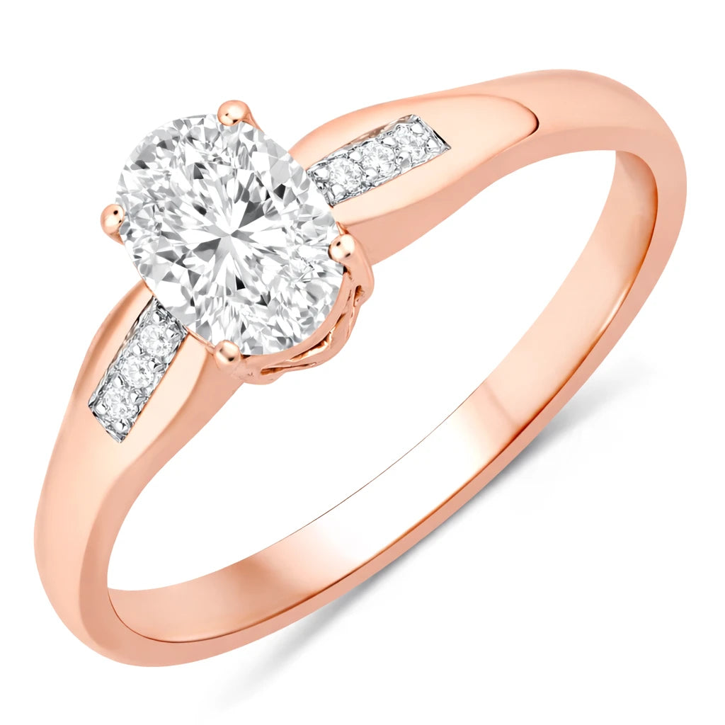Dainty Oval Cut Diamond Accent Ring