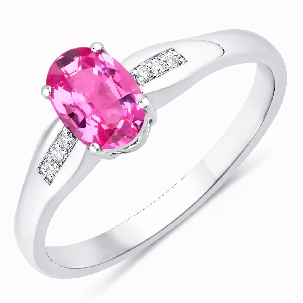 Dainty Oval Cut Diamond Accent Ring