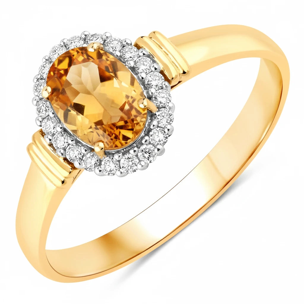 Vintage Oval Cut Diamond Accent Ring