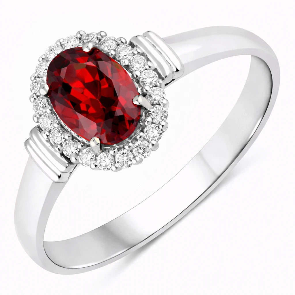 Vintage Oval Cut Diamond Accent Ring