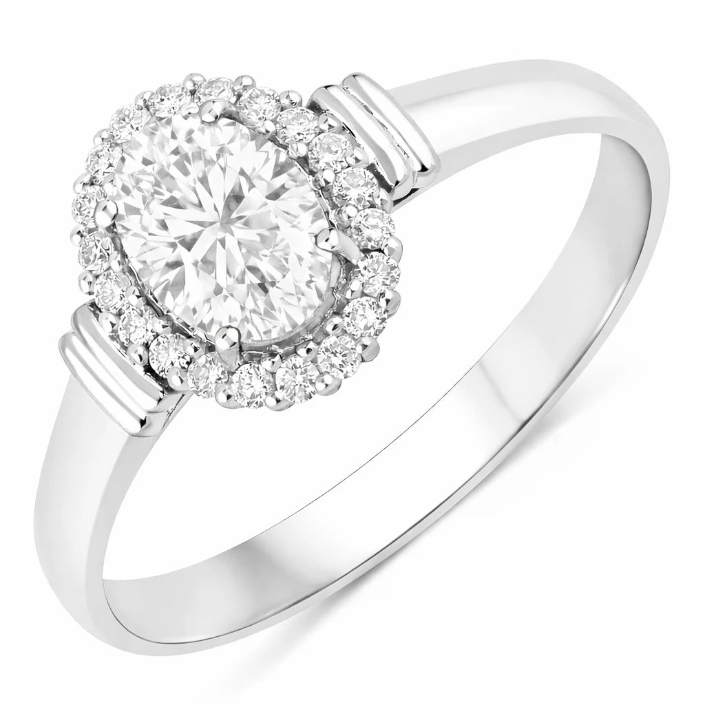 Vintage Oval Cut Diamond Accent Ring