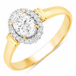 Vintage Oval Cut Diamond Accent Ring
