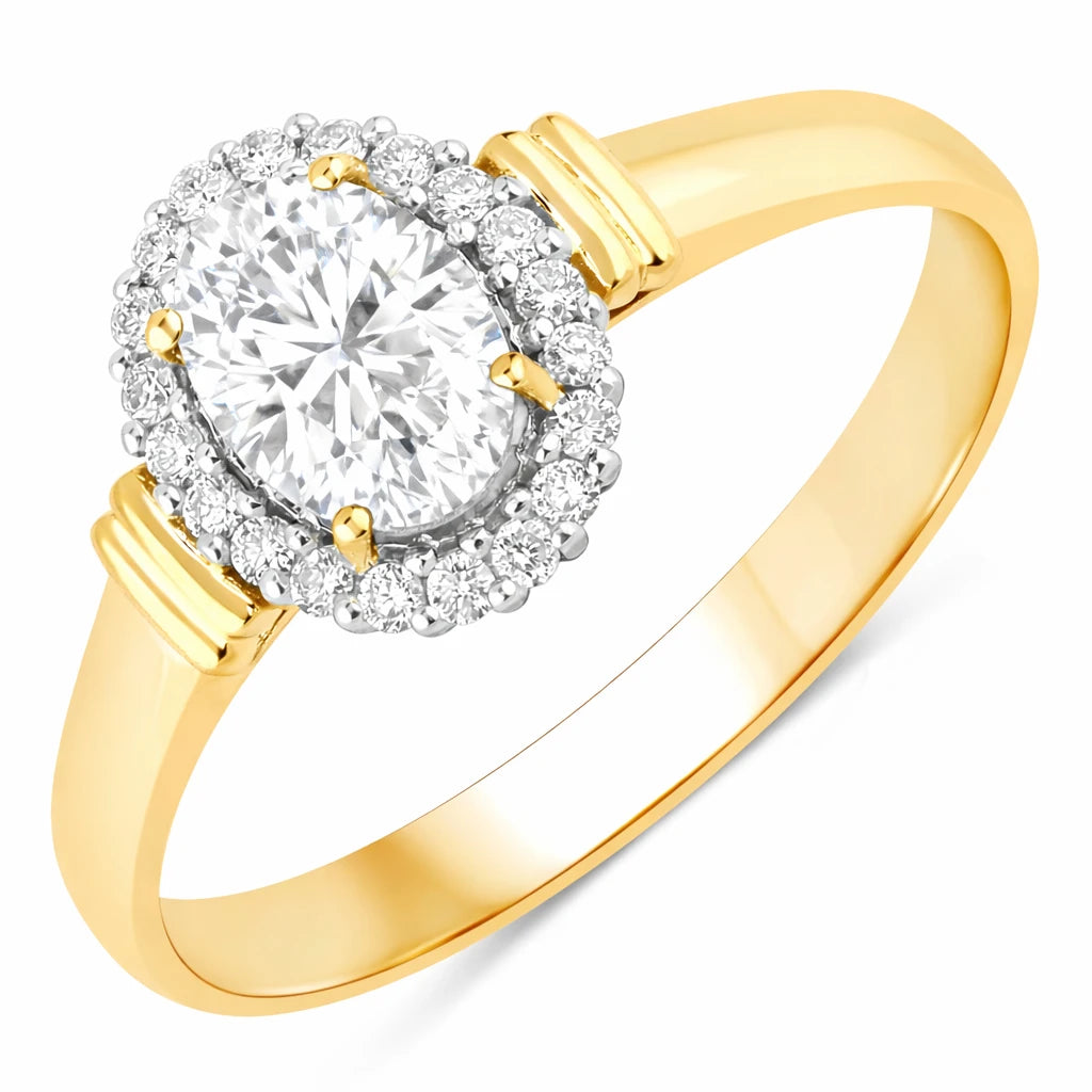 Vintage Oval Cut Diamond Accent Ring