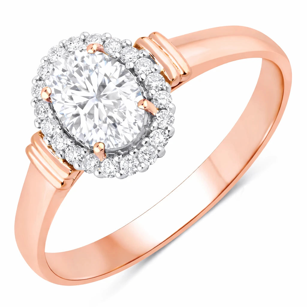 Vintage Oval Cut Diamond Accent Ring