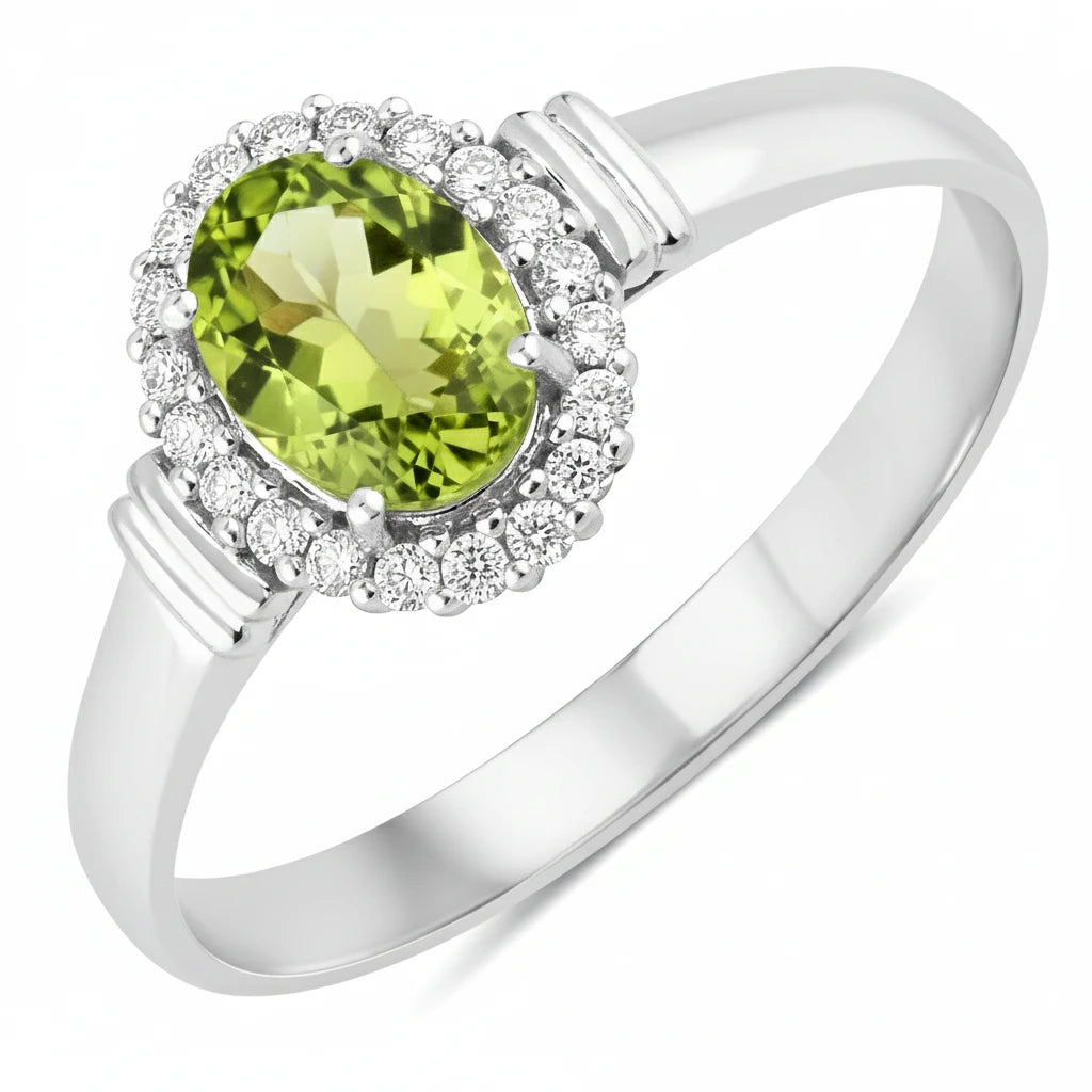 Vintage Oval Cut Diamond Accent Ring