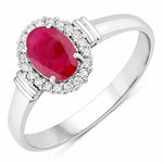Vintage Oval Cut Diamond Accent Ring