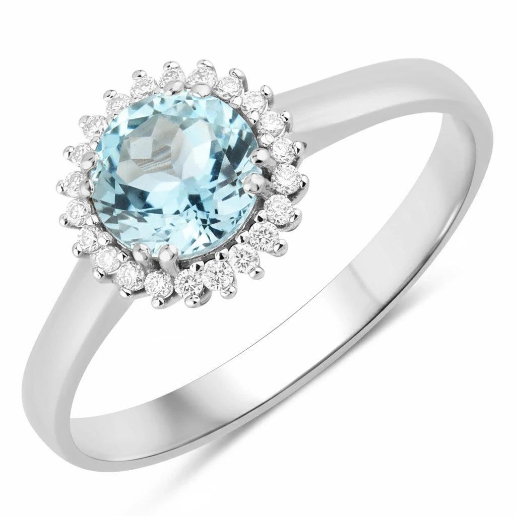 Sunburst Round Cut Diamond Accent Ring