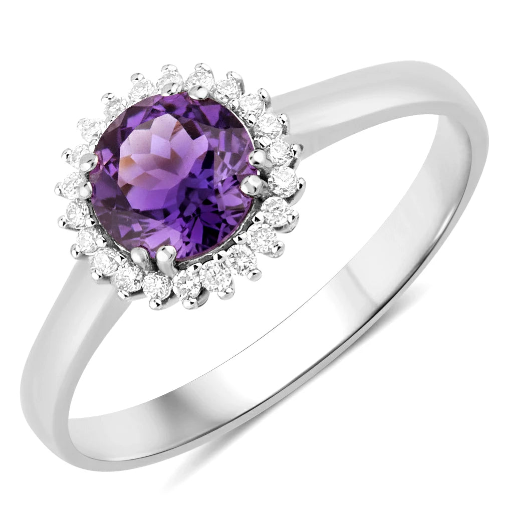Sunburst Round Cut Diamond Accent Ring