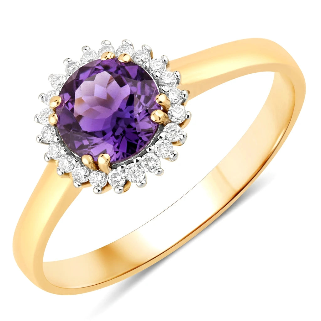 Sunburst Round Cut Diamond Accent Ring